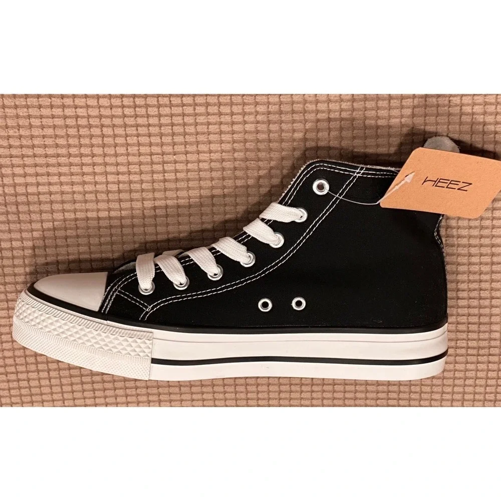 HEEZ Women's Sz 8 Fashion Sneakers Lace Up Canvas Sneaker High‎ Top Tennis Shoe